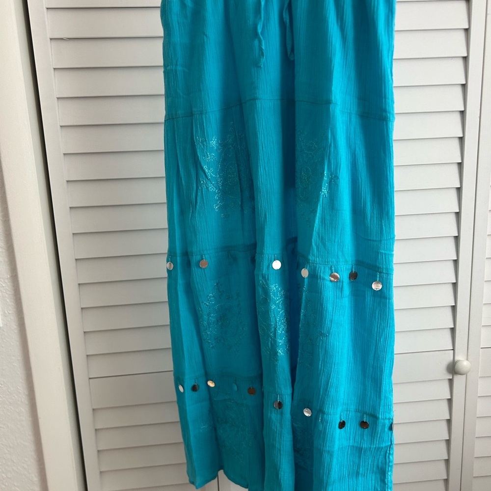Max Mehra Blue Embellished Maxi Skirt